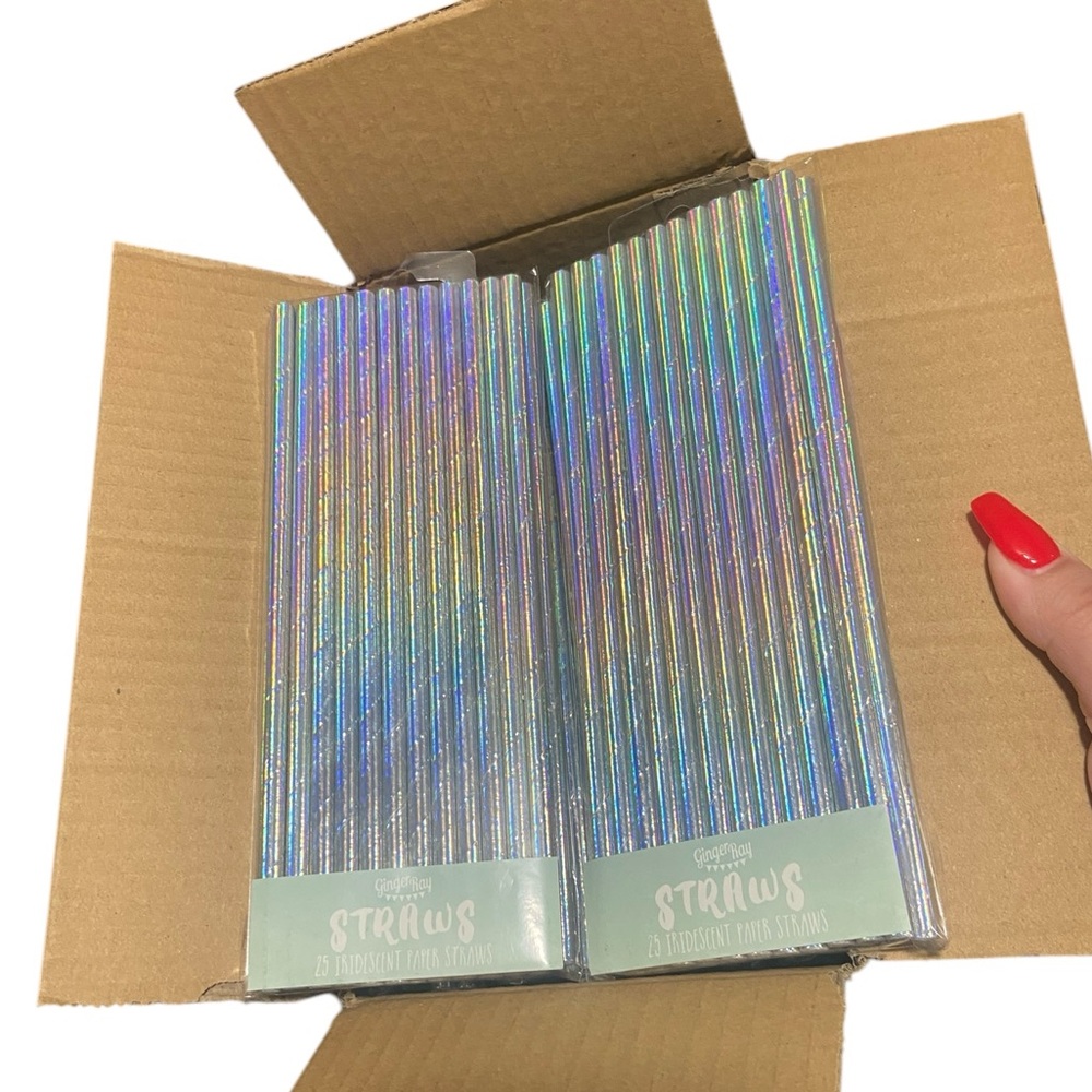 Ginger Ray iridescent straws 10 packs of 25 NWT